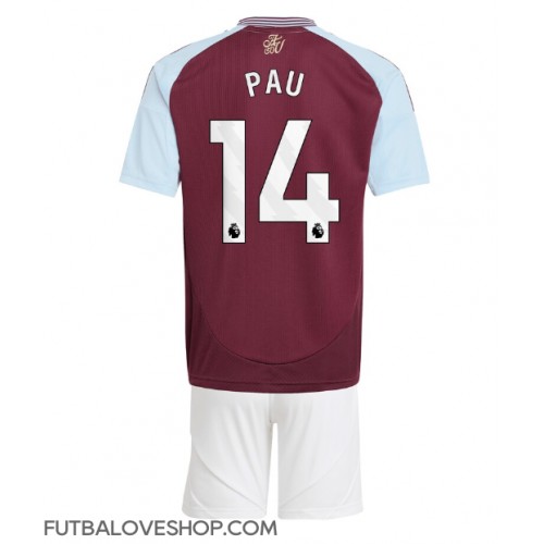 Dres Aston Villa Pau Torres #14 Domáci pre deti 2024-25 Krátky Rukáv (+ trenírky)